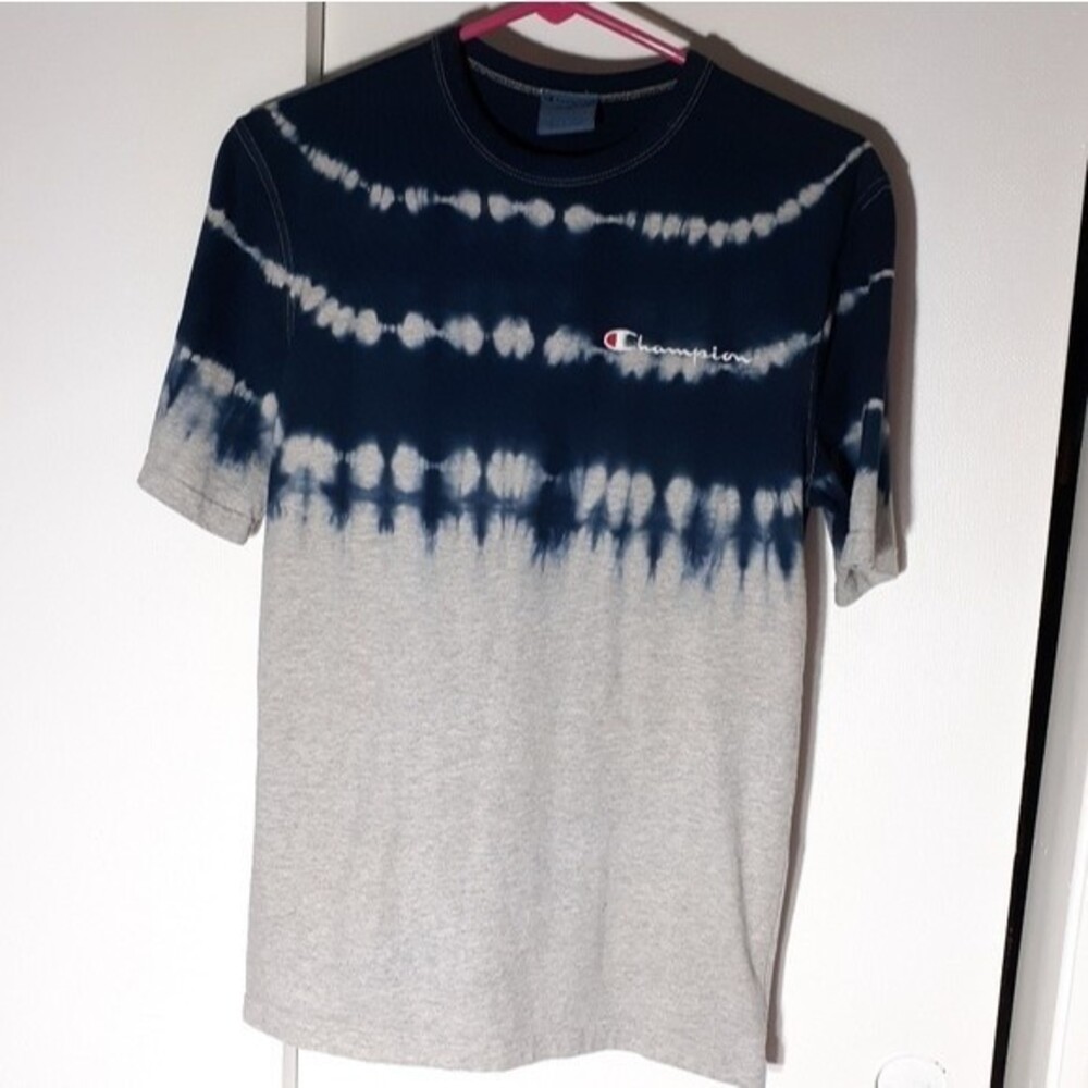 Champion tie dye t-shirt s mens tee shirt small gray blue casual tshirt